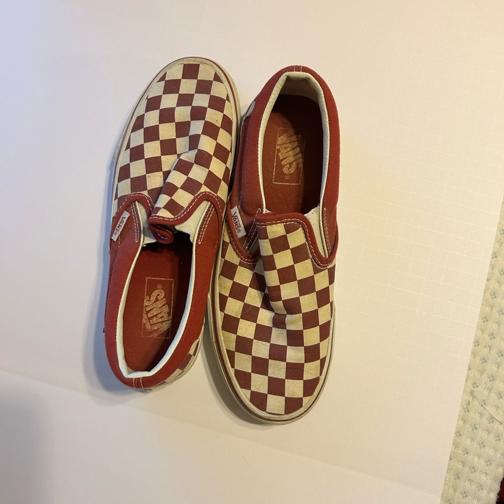Vans Red and White Checkered Sneakers